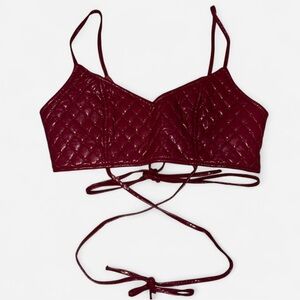 Burgundy Lace Up Crop Top